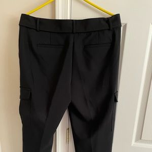 Black, straight leg with 28 inch inseam. Nice condition.